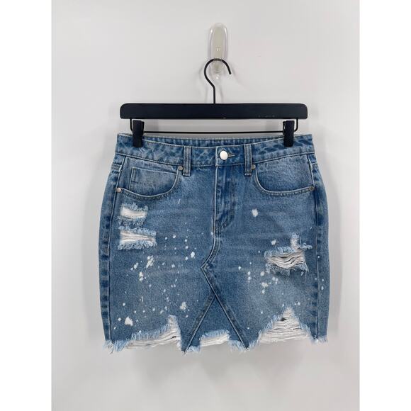 BP Distressed NWOT Jean Denim Skirt Size Small - Picture 1 of 5